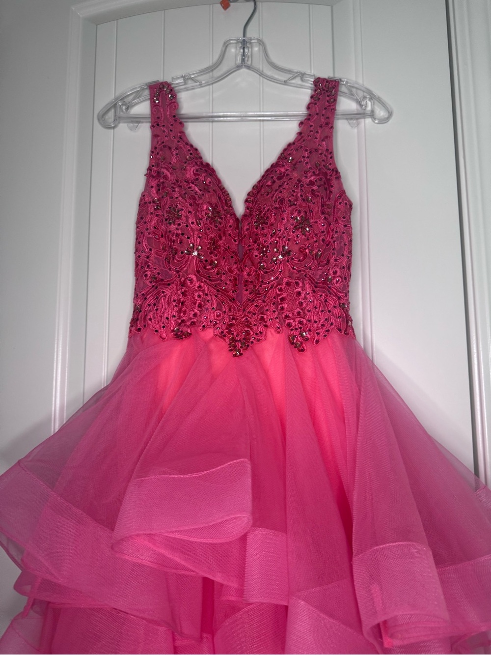 Ellie Wilde Pink Embellished High-Low Prom Dress - Picture 5 of 6